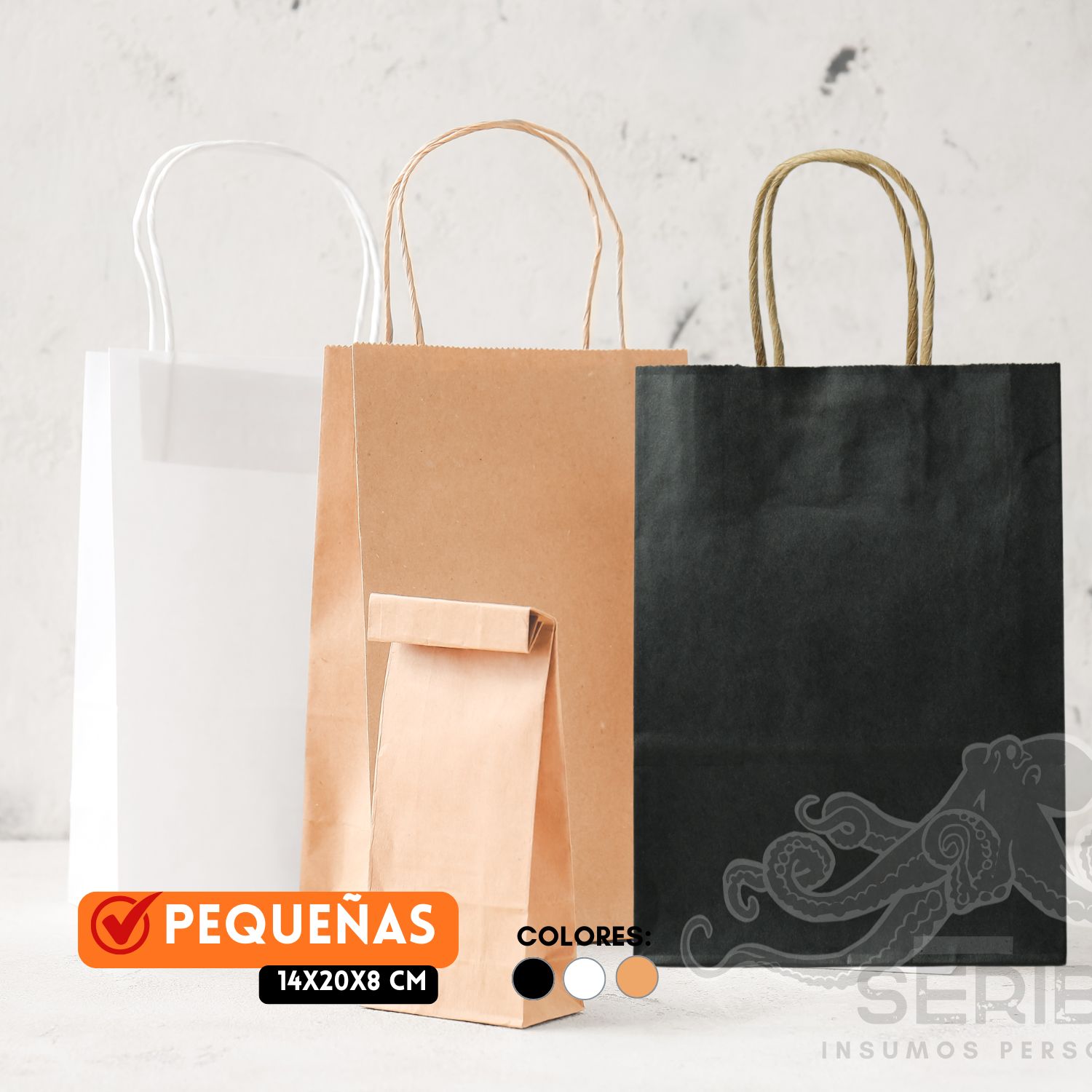 Bolsas de papel pequeña 14x20x8cm