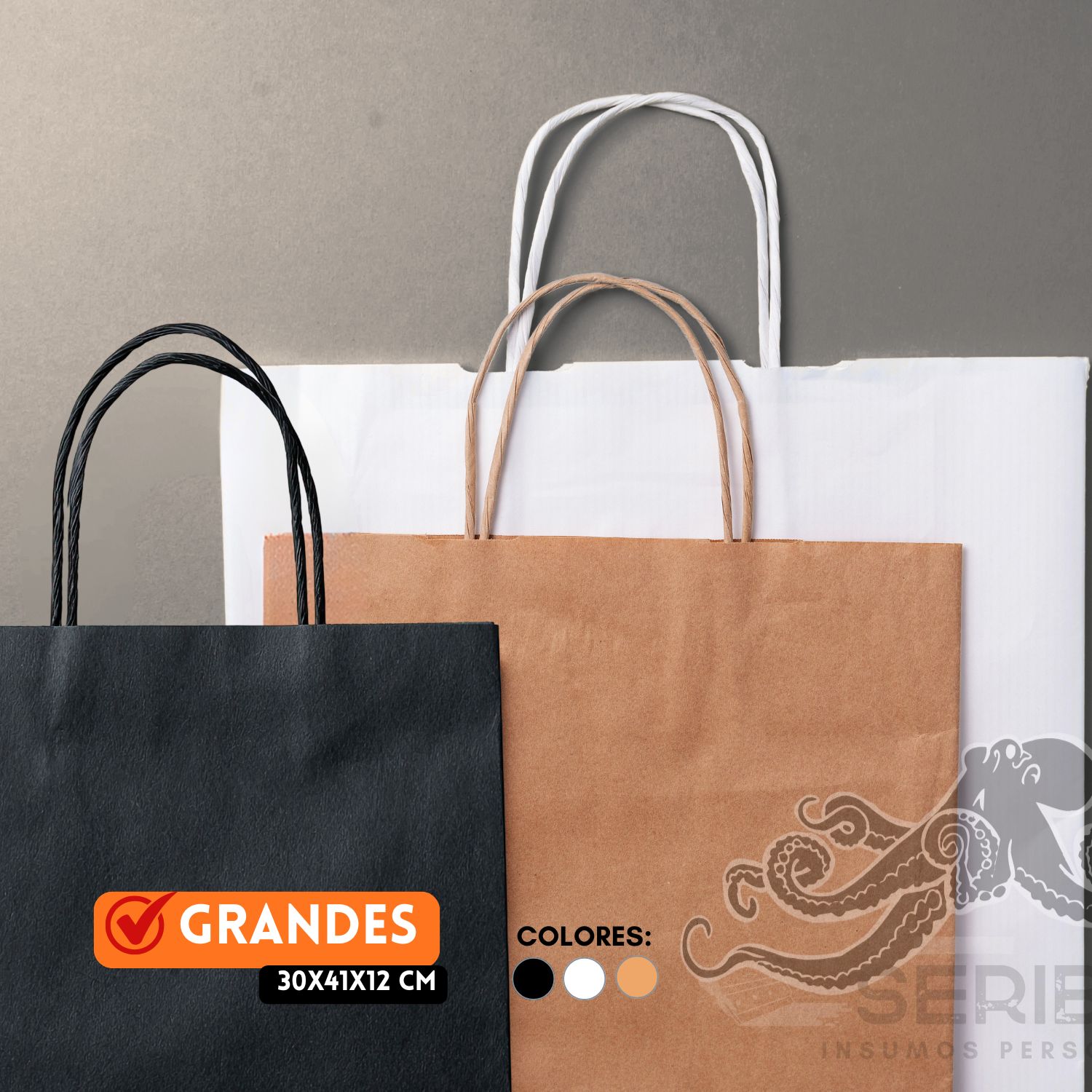 Bolsas de papel grande 30x41x12cm